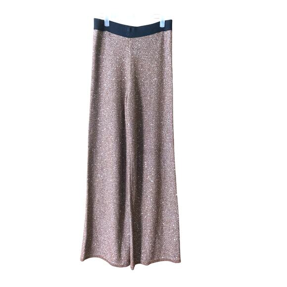 NWT Hugo Boss Womens Gold Glitter Knit Pants Sz L . Lurex - Picture 2 of 12
